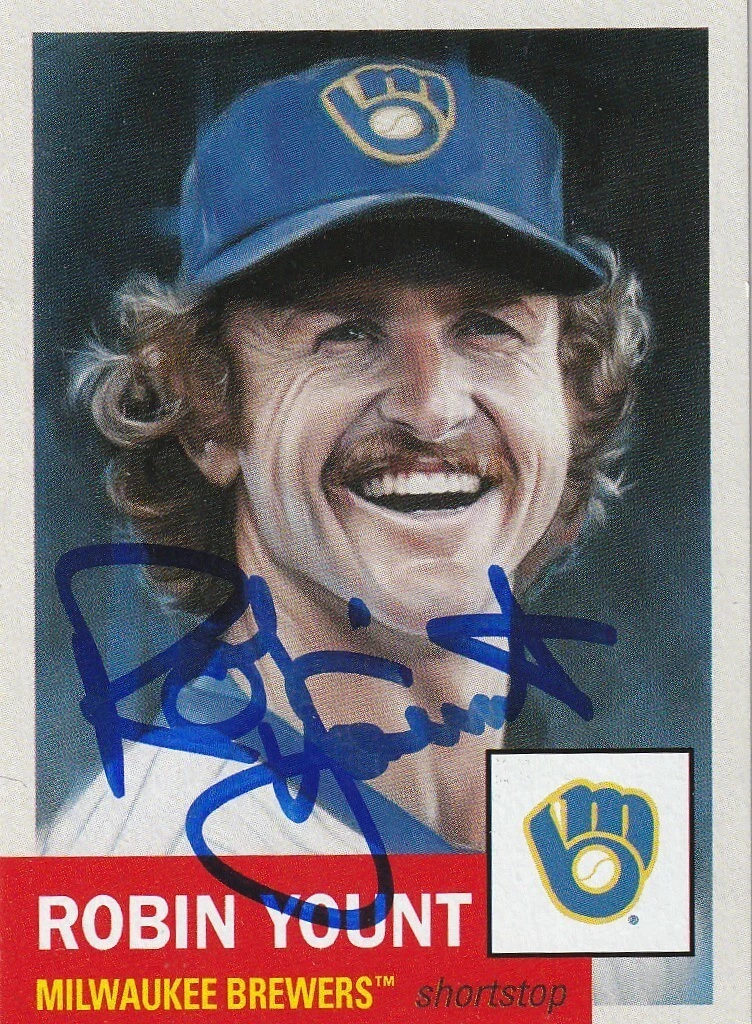ROBIN YOUNT MILWAUKEE BREWERS  SIGNED TOPPS LIVING SET #469