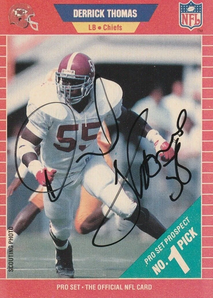 DERRICK THOMAS KANSAS CITY CHIEFS  SIGNED BECKETT AUTHEN 1989 PRO SET CARD #90T