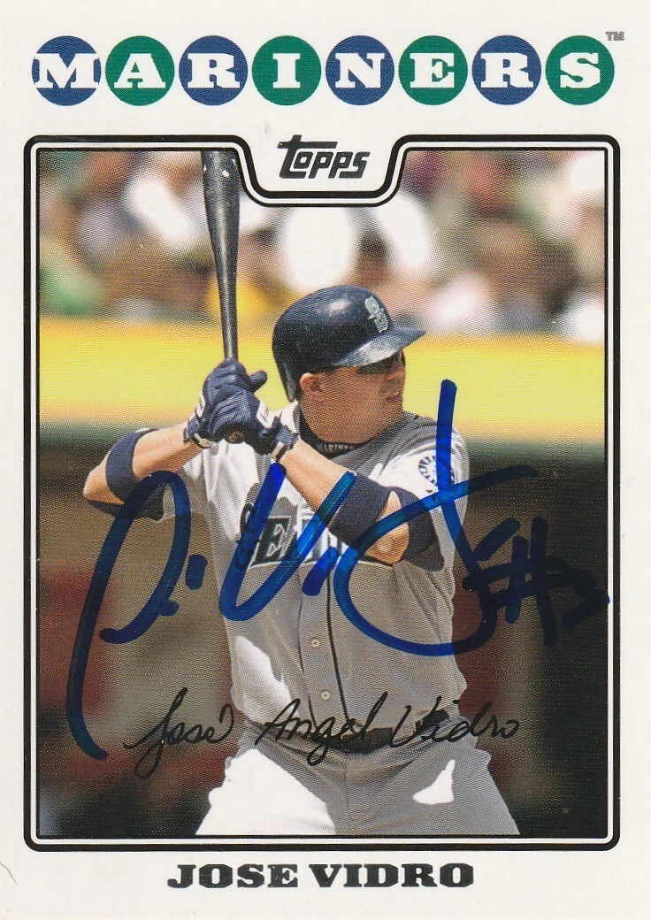 JOSE VIDRO SEATTLE MARINERS  SIGNED 2008 TOPPS CARD #304