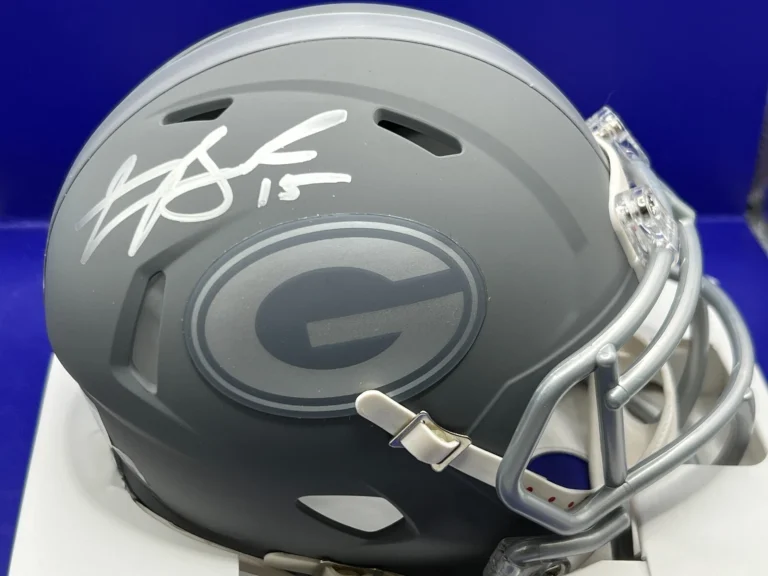CARSON BECK GEORGIA BULLDOGS BECKETT AUTHENTICATED SIGNED SLATE MINI HELMET