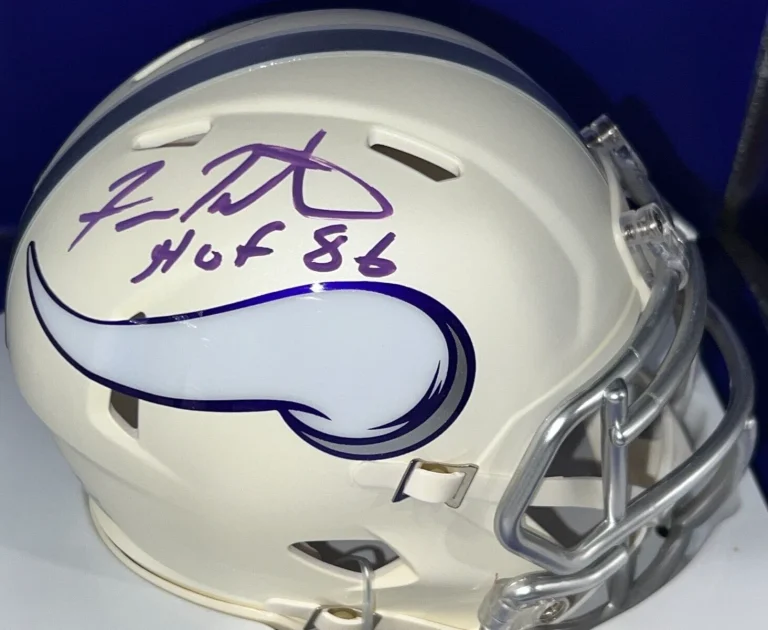 FRAN TARKENTON MINNESOTA VIKINGS HOF 86  SIGNED 2024 ALT ON FIELD MINI HELMET