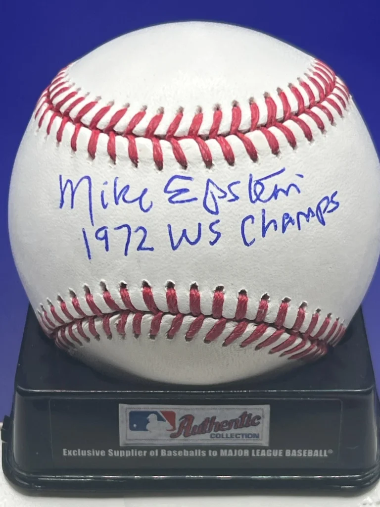 MIKE EPSTEIN OAKLAND A'S  1972 WS CHAMPS  SIGNED OML BASEBALL