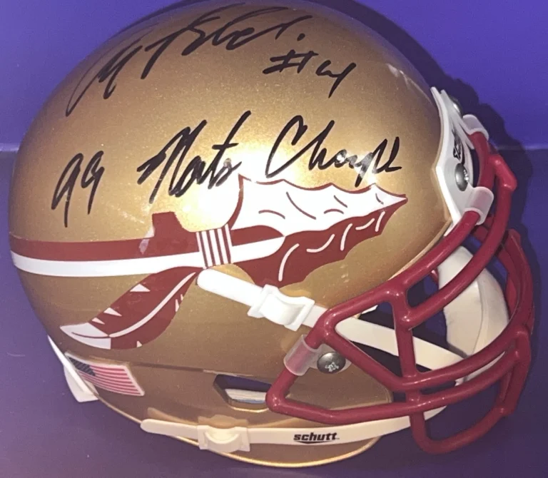 ANQUIN BOLDIN FLORIDA STATE SEMINOLES  1999 NATIONAL CHAMPS SIGNED SCHUTT MINI