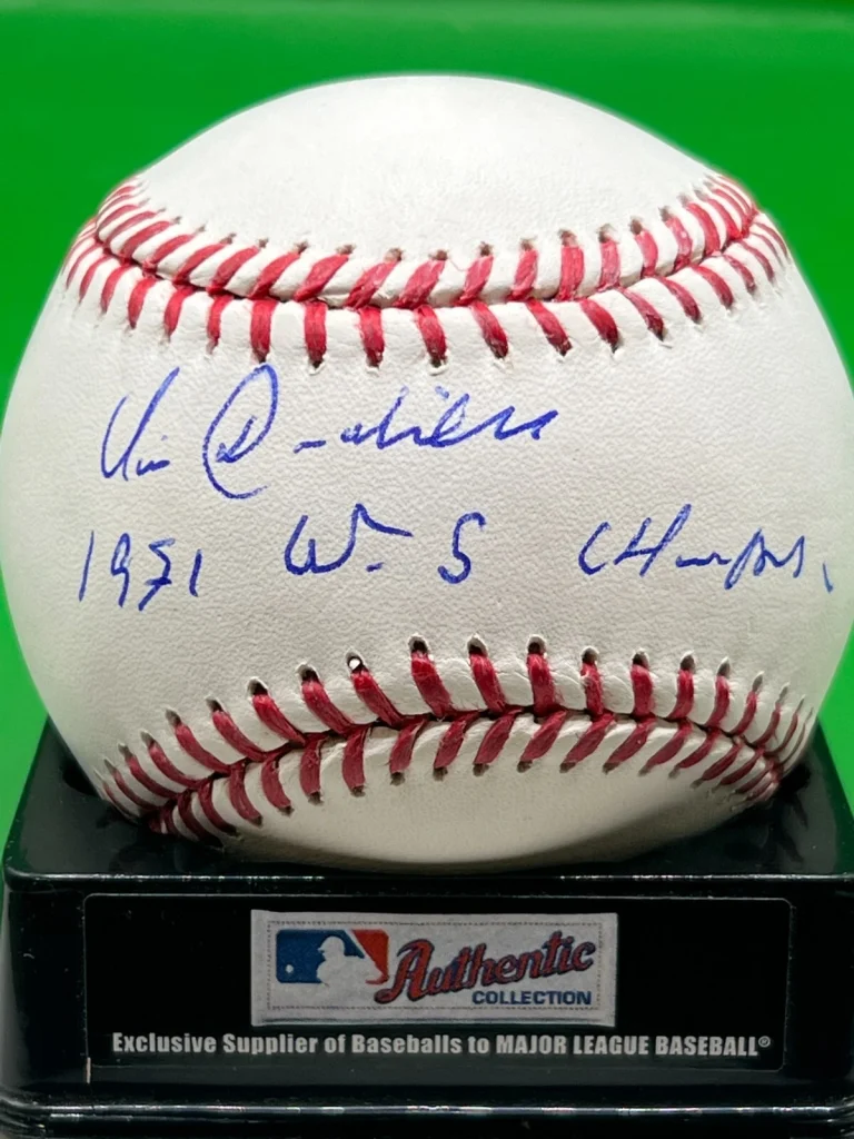 VIC DAVALILLO  PITTSBURGH PIRATES  1971 WS CHAMPS  SIGNED OML BASEBALL