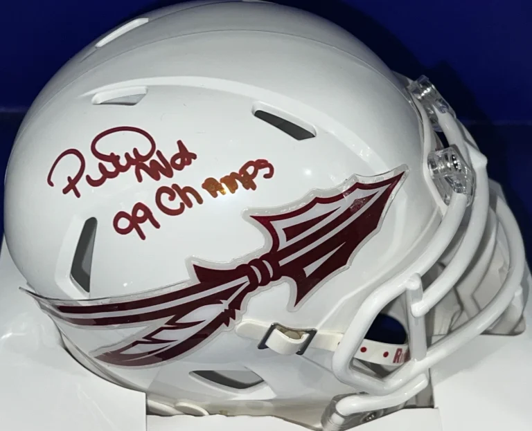 PETER WARRICK FLORIDA STATE SEMINOLES 99 CHAMPS  BECKETT SIGNED MINI HELMET
