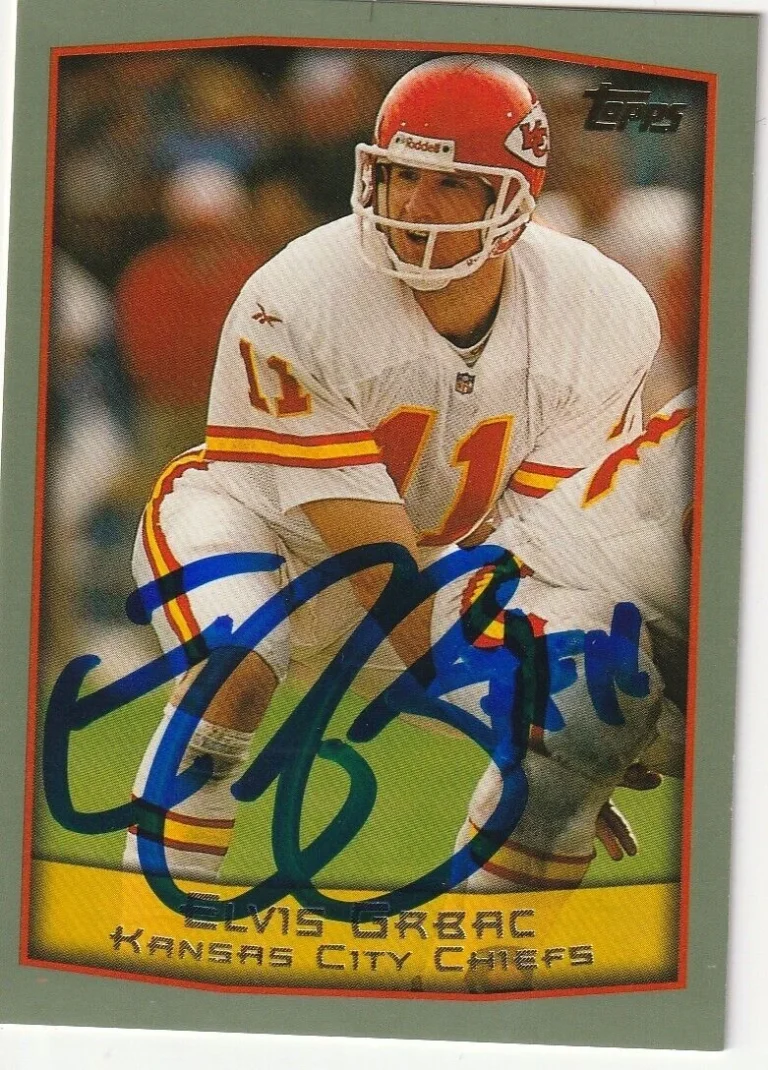 ELVIS GRBAC KANSAS CITY CHIEFS  SIGNED 1999 TOPPS CARD #51