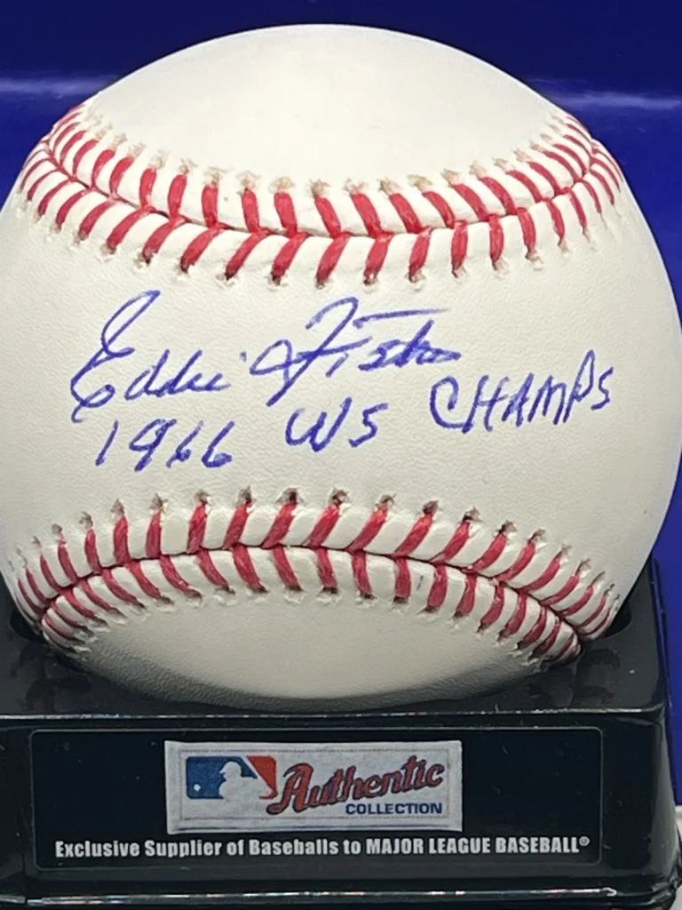EDDIE FISHER  BALTIMORE ORIOLES  1966 WS CHAMPS  SIGNED OML BALL