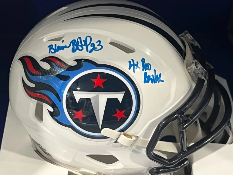BLAINE BISHOP TENNESSEE TITANS 4 X PRO BOWL PSA AUTHENTICATED SIGNED MINI HELMET