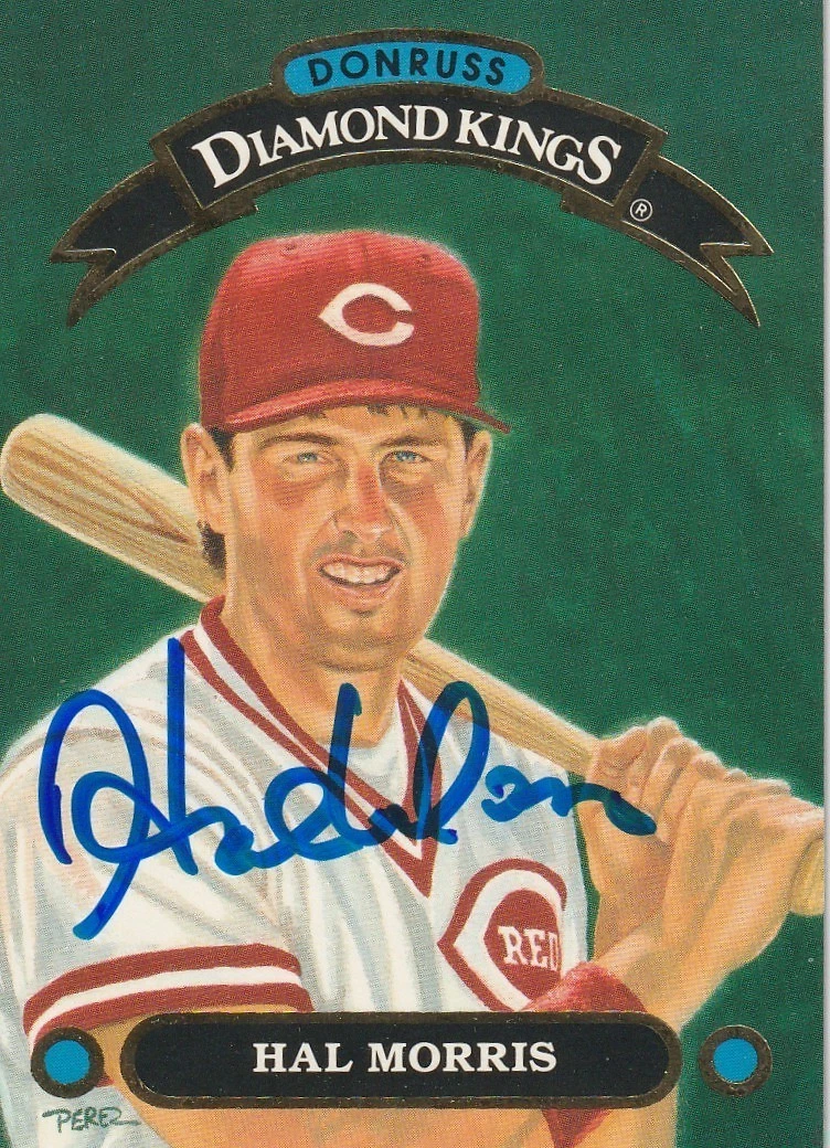 HAL MORRIS CINCINNATI REDS SIGNED 1992 DONRUSS DIAMOND KING CARD #DK-19