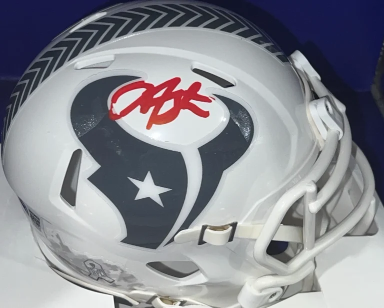 ARIAN FOSTER HOUSTON TEXANS BECKETT SIGNED 2022 SALUTE TO SERVICE MINI HELMET