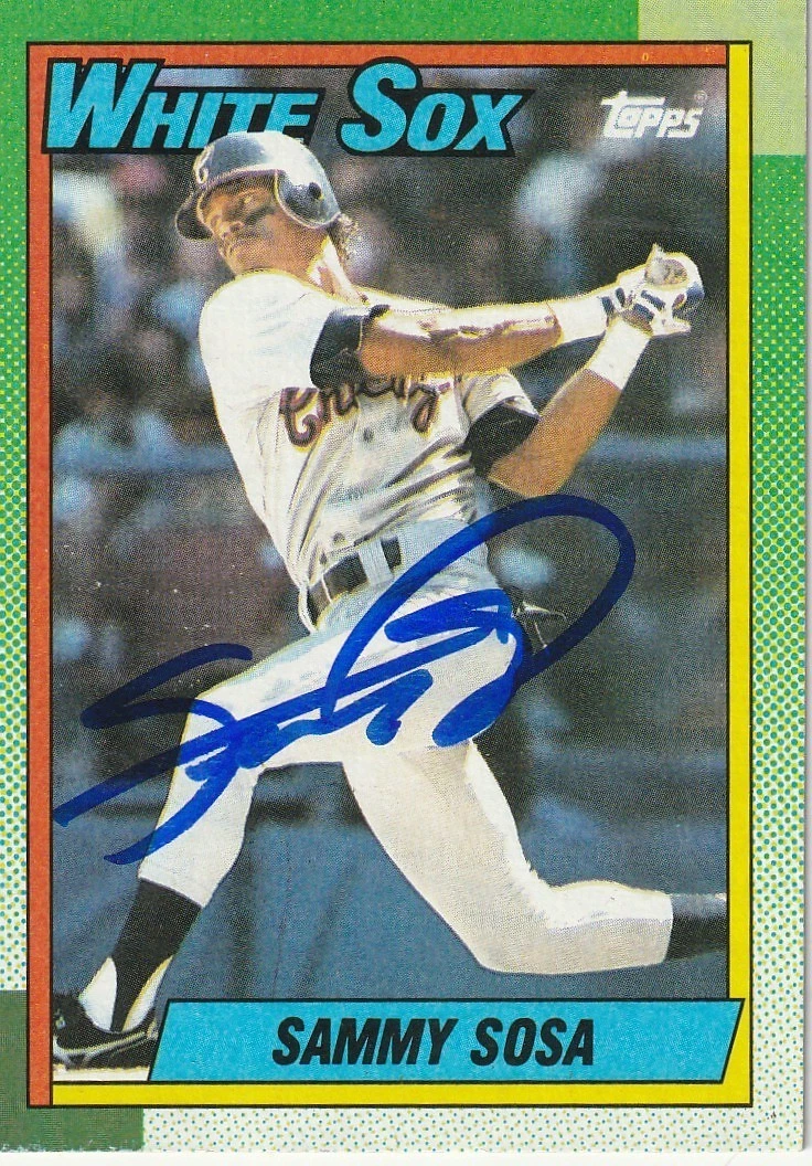 SAMMY SOSA CHICAGO WHITE SOX  SIGNED 1990 TOPPS CARD #692
