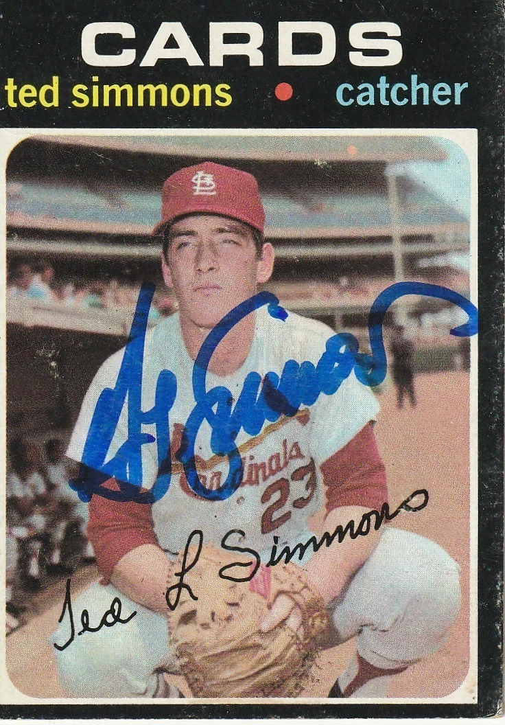 TED SIMMONS ST. LOUIS CARDINALS SIGNED 1971 TOPPS ROOKIE CARD #112