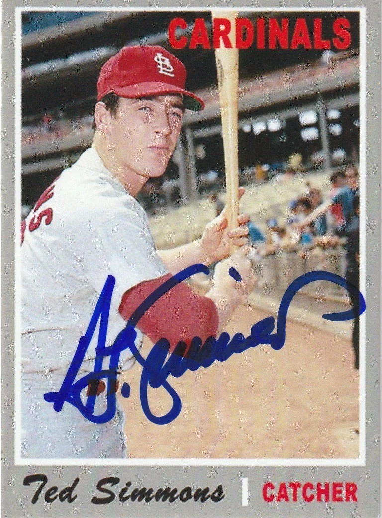 TED SIMMONS ST. LOUIS CARDINALS SIGNED 1970 STYLE CUSTOM CARD