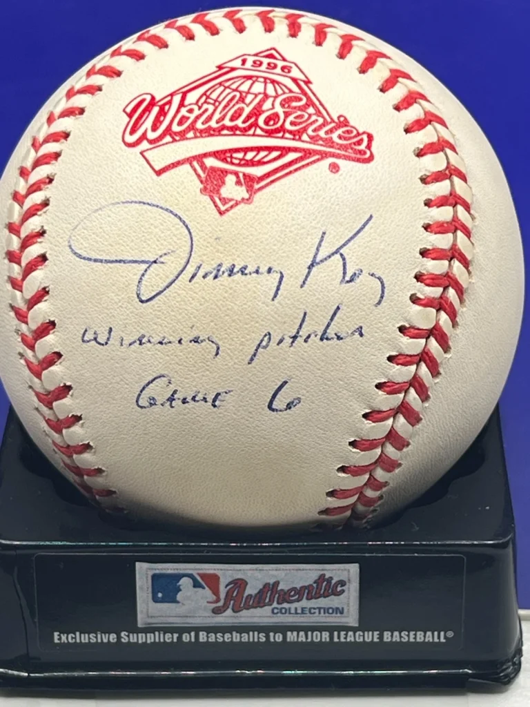 JIMMY KEY NEW YORK YANKEES WINNING PITCHER GAME 6 SIGNED 1996 OML WS BASEBALL