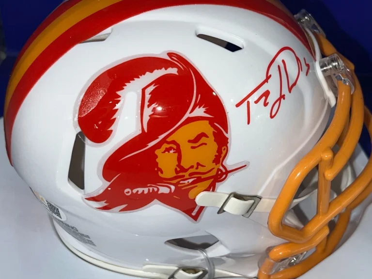 TEZ JOHNSON TAMPA BAY BUCCANEERS JSA AUTHENTICATED SIGNED THROWBACK MINI HELMET