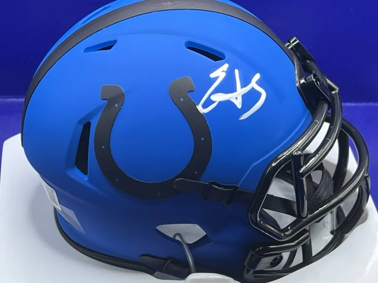 EDGERRIN JAMES INDIANAPOLIS COLTS BECKETT AUTHENTICATED SIGNED RAVE MINI HELMET