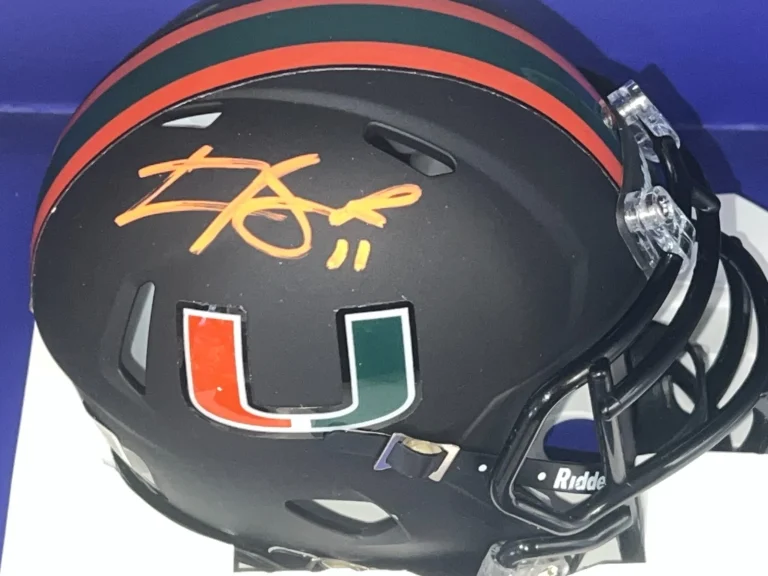 CARSON BECK MIAMI HURRICANES BECKETT AUTHENTICATED SIGNED ALT MINI HELMET
