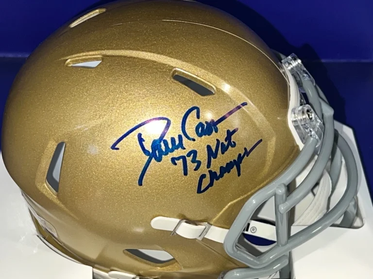 DAVE CASPER NOTRE DAME FIGHTING IRISH 73 NATL CHAMPS PSA SIGNED MINI HELMET