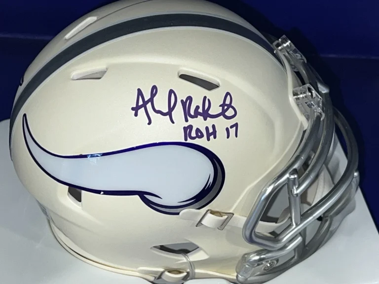 AHMAD RASHAD MINNESOTA VIKINGS ROH 17 BECKETT SIGNED WHITE ALT MINI HELMET