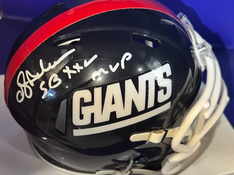 O.J. ANDERSON NEW YORK GIANTS SB XXV MVP SIGNED THROW BACK MINI HELMET