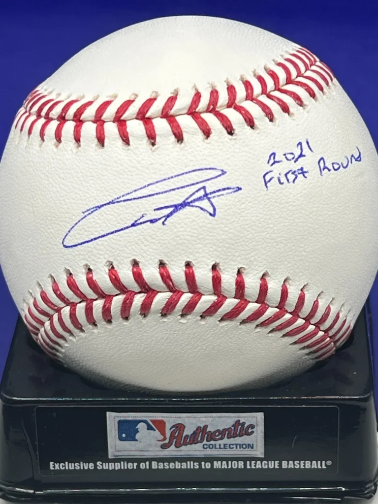 CARSON WILLIAMS TAMPA RAYS 2021 FIRST ROUND JSA AUTHENTIC SIGNED OML BASEBALL
