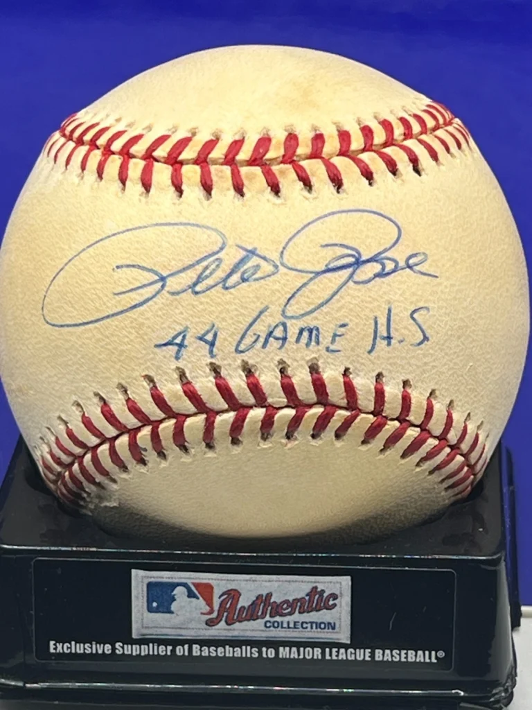 PETE ROSE CINCINNATI REDS 44 GAME HIT STREAK JSA AUTHENTIC SIGNED OML BASEBALL