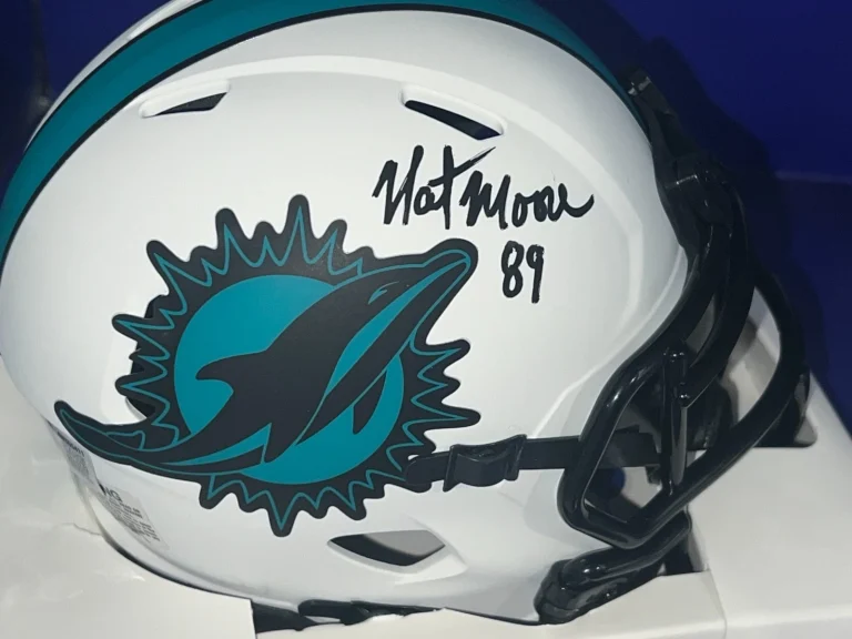 NAT MOORE MIAMI DOLPHINS BECKETT AUTHENTICATED SIGNED LUNAR ECLIPSE MINI HELMET