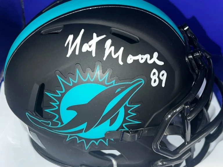 NAT MOORE MIAMI DOLPHINS BECKETT AUTHENTICATED SIGNED ECLIPSE MINI HELMET