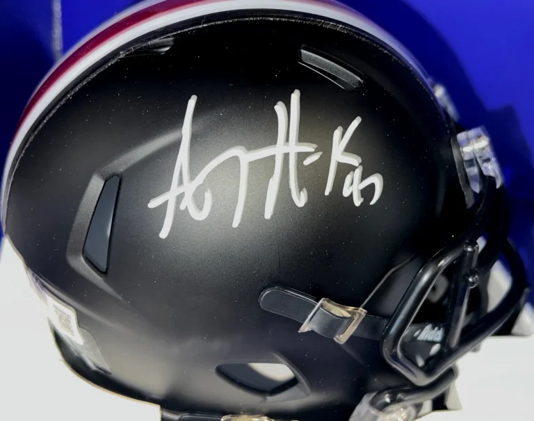 A.J. HAWK OHIO STATE BUCKEYES BECKETT AUTHENTICATED BLACK ALT SIGNED MINI HELMET