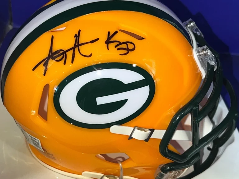 A.J. HAWK GREEN BAY PACKERS BECKETT AUTHENTIC SIGNED MINI HELMET