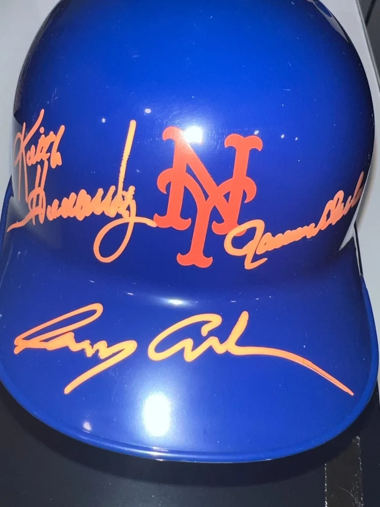 HERNANDEZ / COHEN / DARLING NEW YORK METS SIGNED PSA AUTHENTICATED MINI HELMET