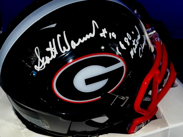 SCOTT WOERNER GEORGIA BULLDOGS 1980 NATIONAL CHAMPS SIGNED BLACK ALT MINI HELMET