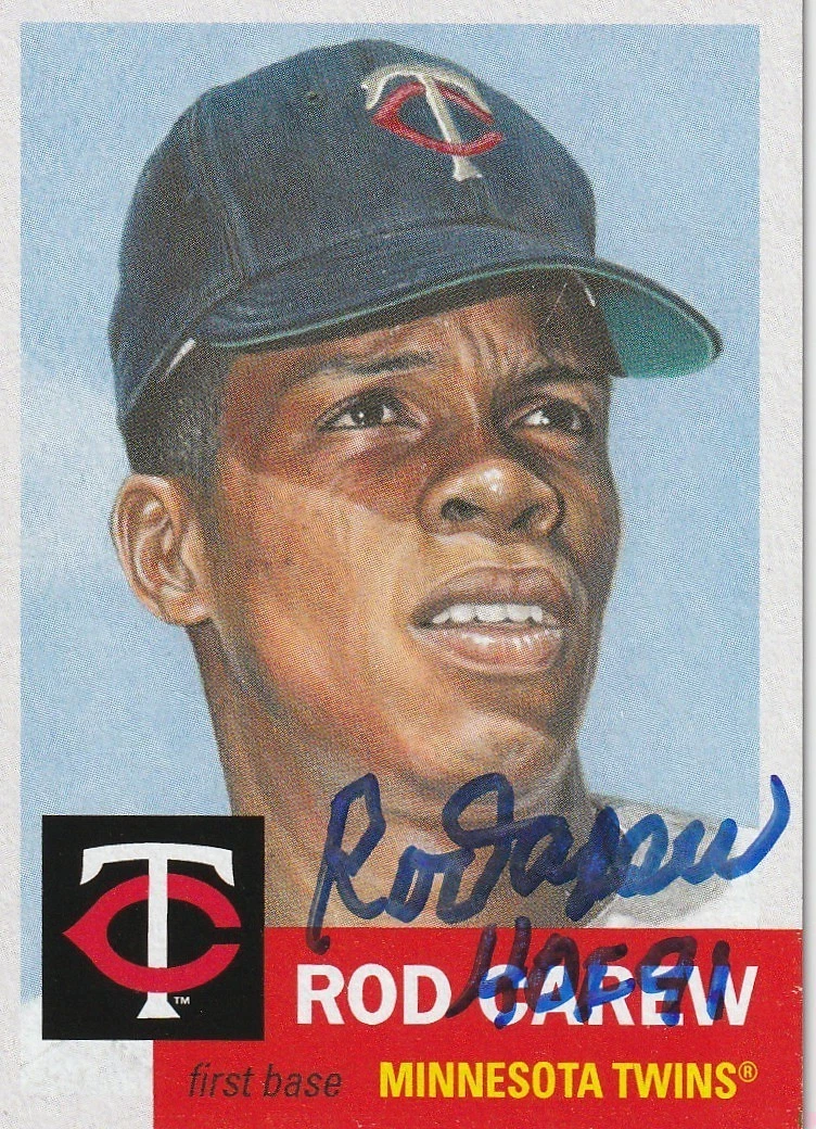 ROD CAREW MINNESOTA TWINS  HOF 91  SIGNED 2019 TOPPS LIVING SET #202