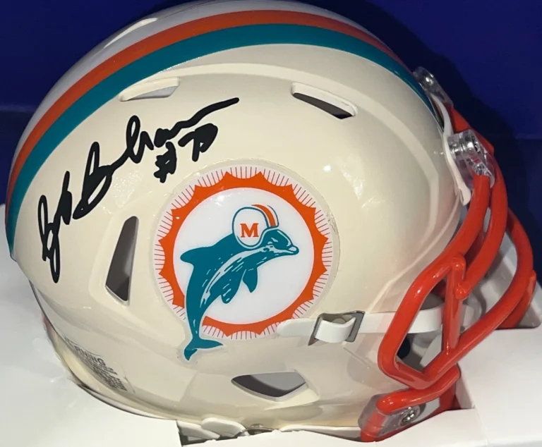 BOB BAUMHOWER MIAMI DOLPHINS  BECKETT AUTHENTICATED  SIGNED RETRO MINI HELMET
