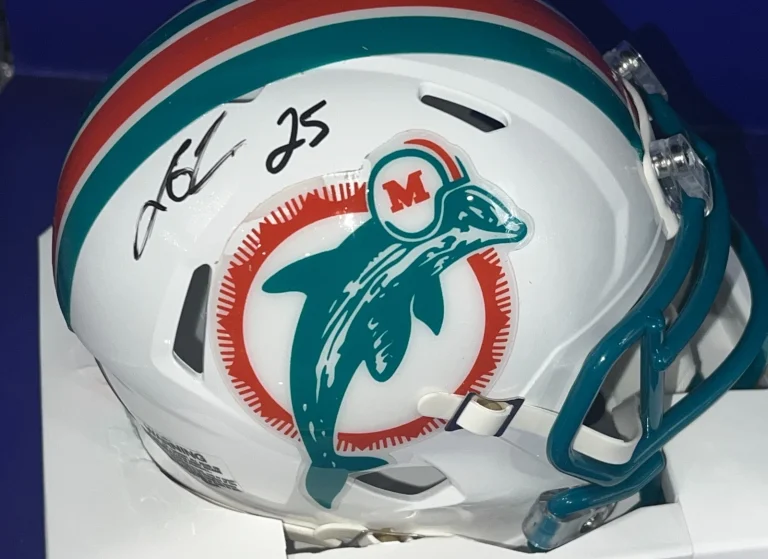 LOUIS OLIVER MIAMI DOLPHINS SIGNED THROWBACK MINI HELMET