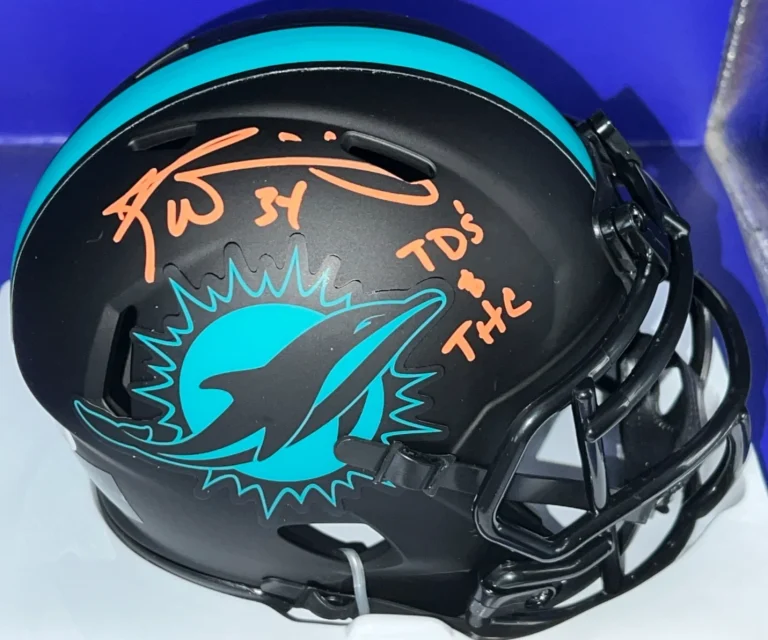 RICKY WILLIAMS MIAMI DOLPHINS TD'S & THC JSA SIGNED ECLIPSE MINI HELMET