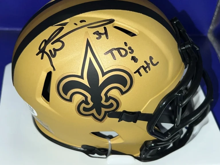RICKY WILLIAMS NEW ORLEANS SAINTS TD'S & THC JSA SIGNED RAVE MINI HELMET