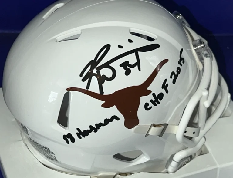 RICKY WILLIAMS TEXAS LONGHORNS 98 HEISMAN / CHOF 2015 JSA AUTHENTIC MINI HELMET