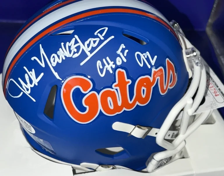 JACK YOUNGBLOOD FLORIDA GATORS CHOF 92  JSA AUTHENTICATED BLUE ALT MINI HELMET