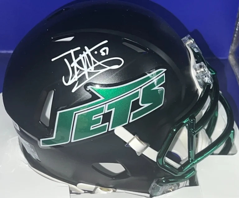JOHNATHAN VILMA NEW YORK JETS  JSA AUTHENTICATED BLACK ALT MINI HELMET