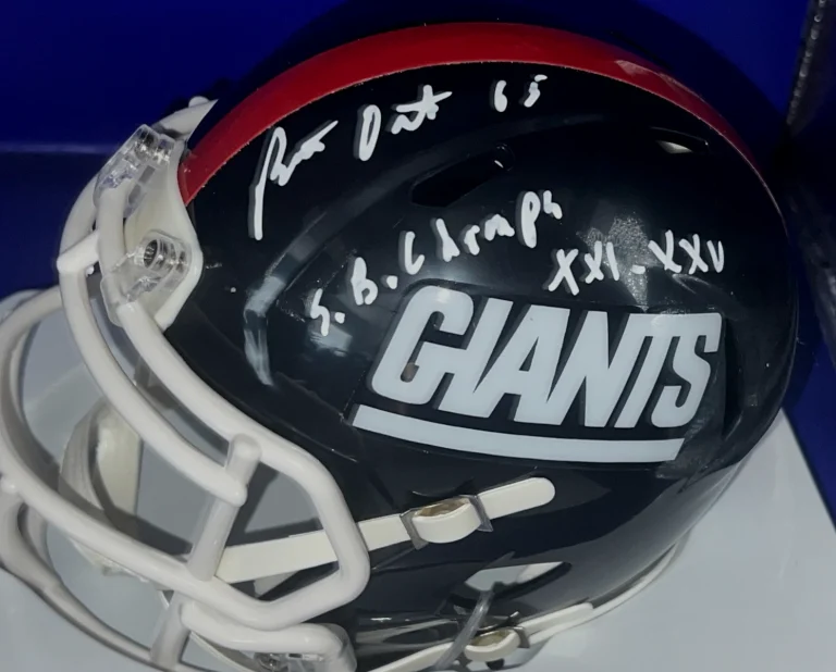 BART OATES NEW YORK GIANTS SB CHAMPS XXI, XXV  PSA AUTHENTIC SIGNED MINI HELMET