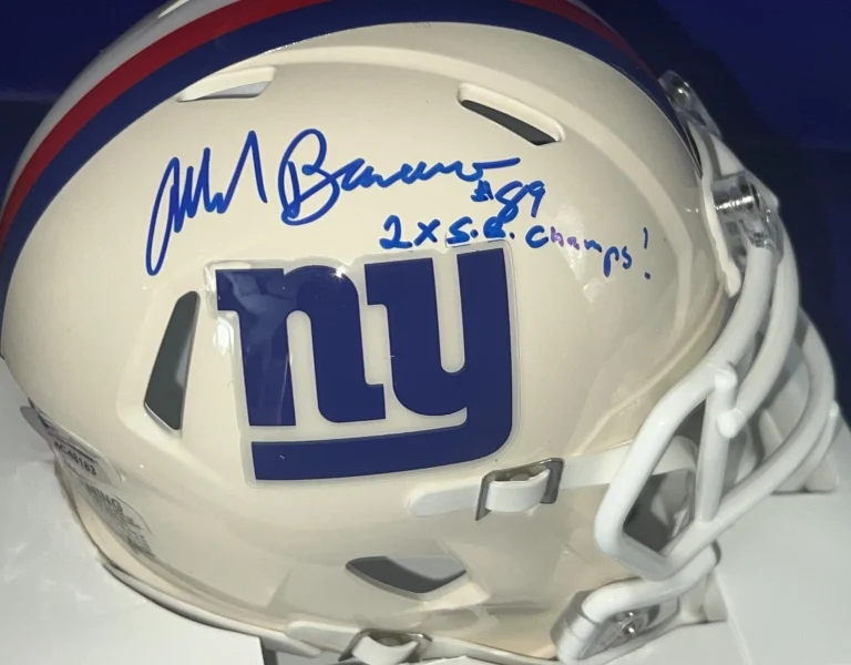 MARK BAVARO NEW YORK GIANTS 2 X SB CHAMPS PSA AUTHENTIC SIGNED RETRO MINI HELMET