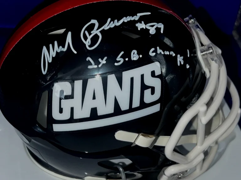 MARK BAVARO NEW YORK GIANTS 2 X SB CHAMPS PSA AUTHENTICATED SIGNED MINI HELMET
