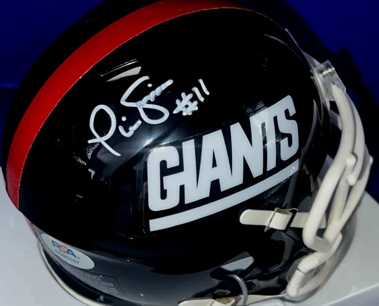 PHIL SIMMS NEW YORK GIANTS SIGNED PSA AUTHENTICATED THROW BACK MINI HELMET