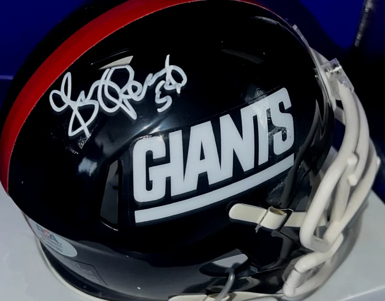 GARY REASONS NEW YORK GIANTS SIGNED PSA AUTHENTICATED THROW BACK MINI HELMET