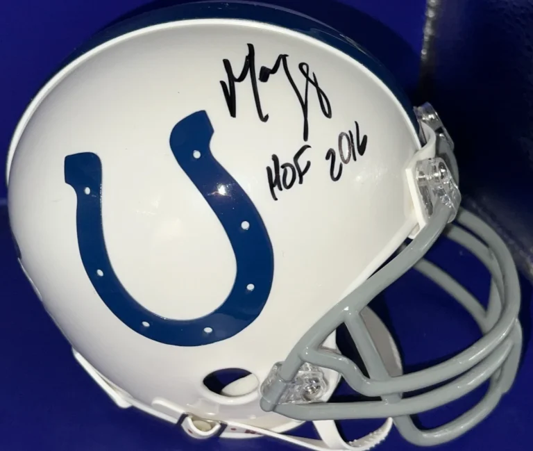 MARVIN HARRISON BALTIMORE COLTS HOF 2016 PSA SIGNED RIDDELL MINI HELMET