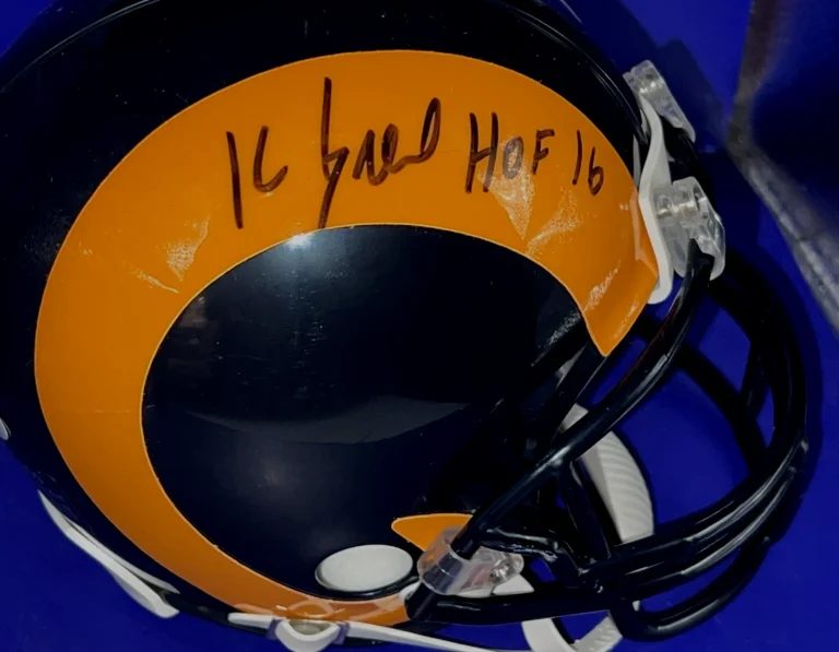 KEVIN GREENE LOS ANGELES RAMS HOF 2016 PSA SIGNED RIDDELL MINI HELMET