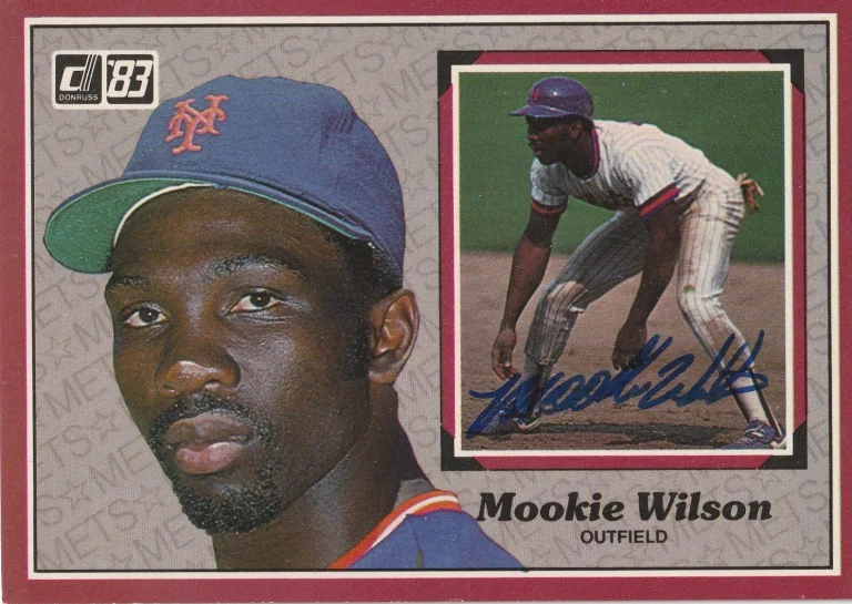 MOOKIE WILSON NEW YORK METS  SIGNED 1983 DONRUSS ACTION ALL STAR CARD #32
