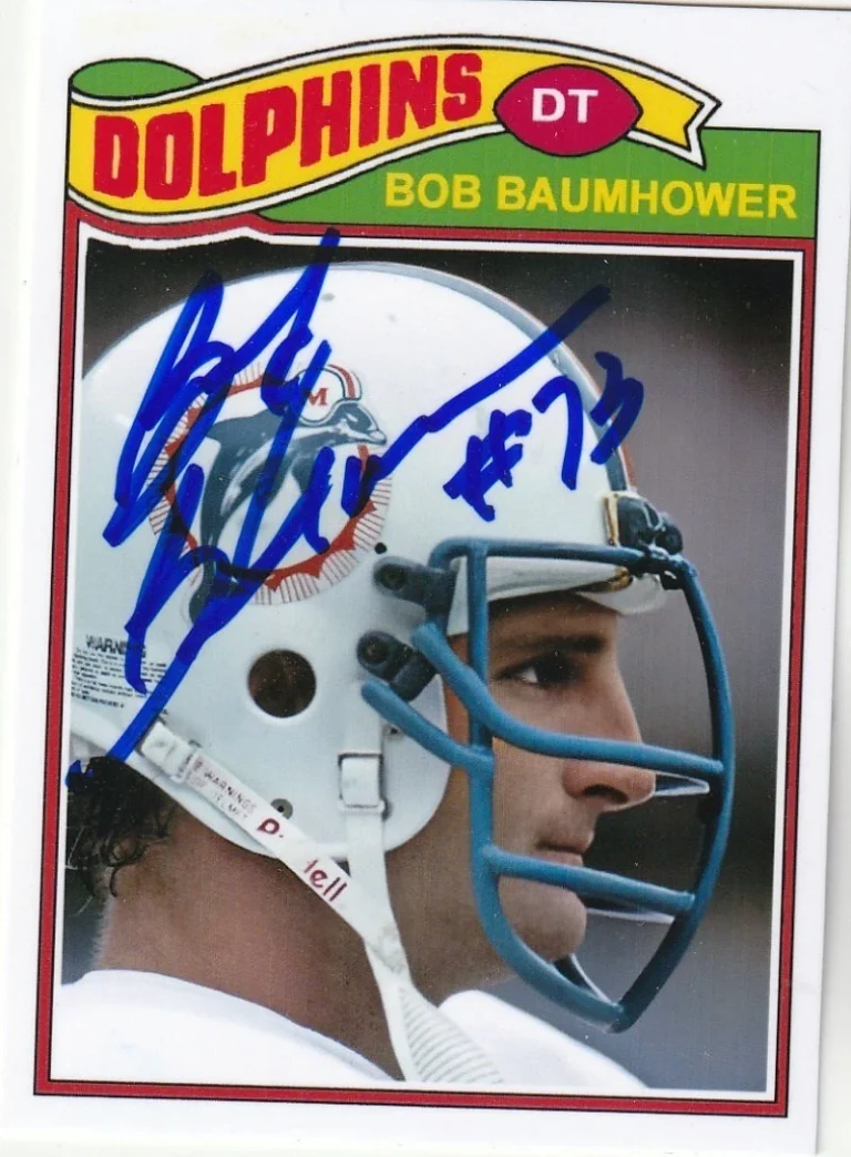 BOB BAUMHOWER MIAMI DOLPHINS SIGNED 1977 STYLE CUSTOM CARD