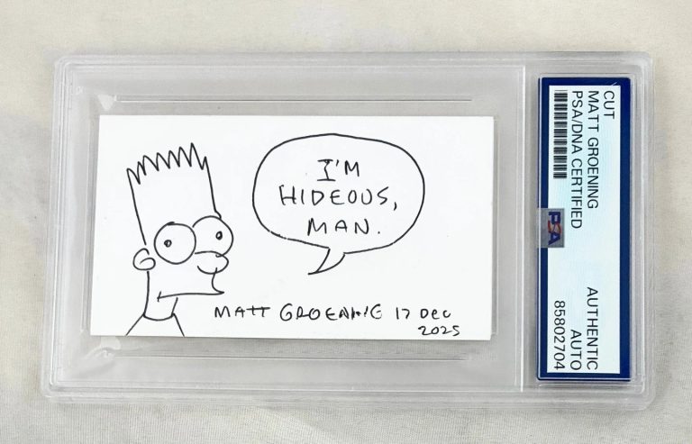 Matt Groening Hand Drawn and Signed Sketch Card Bart Simpsons PSA/DNA COA